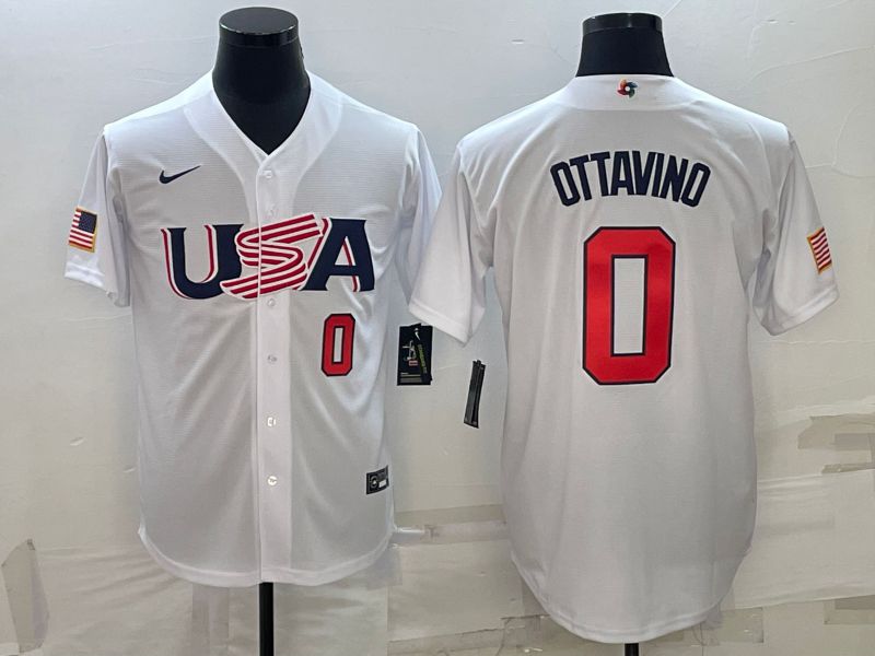 Men 2023 World Cub USA #0 Ottavino White Nike MLB Jersey4->more jerseys->MLB Jersey